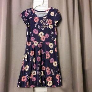 Girls Purple Floral Dress Size 7-8